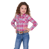 Girls Leni Check Shirt, Pink