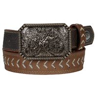Kids Terrence Belt, Tan/Chocolate