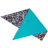 Carlee Double Sided Scarf, Indigo Daisies/Turquoise