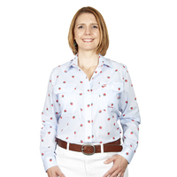 Womens Abbey Print Workshirt, Blue Strawberries