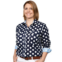Womens Abbey Print Workshirt, Navy Dotty