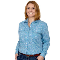Womens Abbey Print Workshirt, Blue Hibiscus
