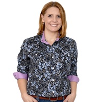 Womens Abbey Print Shirt, Black Butterflies