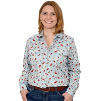Womens Abbey Print Shirt, Sea Salt Poppy