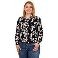 Womens Abbey Print Shirt, Black Lilies