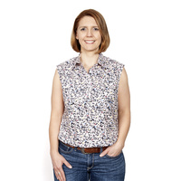 Womens Lily Sleeveless Shirt, Pink Leaves