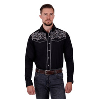 Mens Campbell Embroidered Shirt, Black