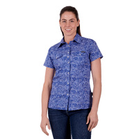 Womens Sheilah Short Sleeve Shirt, Blue/White