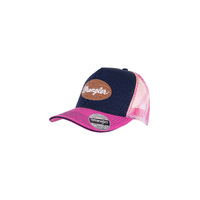 Harmony High Profile Ponytail Trucker Cap, Pink/Navy
