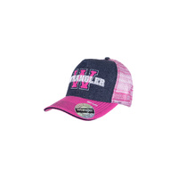 Randy High Profile Ponytail Trucker Cap, Pink/Navy