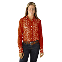 Womens Carlise Print Shirt, Rust