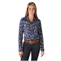 Womens Edgewood Print Shirt, Navy