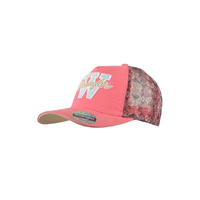Holly Square Front Trucker Cap, Coral