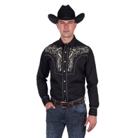 Mens Carlos Embroidered Shirt, Black