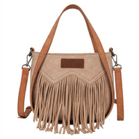 Two Tone Fringe Shoulder Bag, Camel