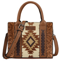 Aztec Tooled Crossbody Bag, Tan