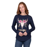Womens Claudia Long Sleeve Tee, Navy