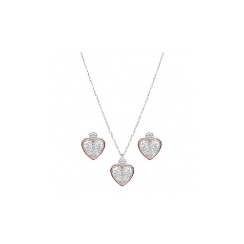Western Lace Copper Trimmed Classic Heart Jewellery Set