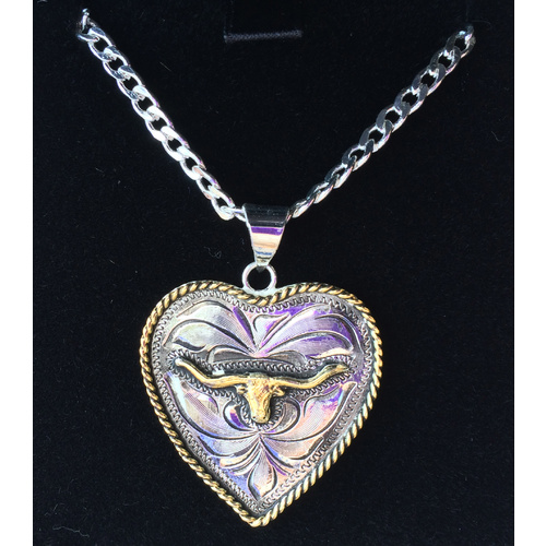 Necklace Antique Longhorn Heart