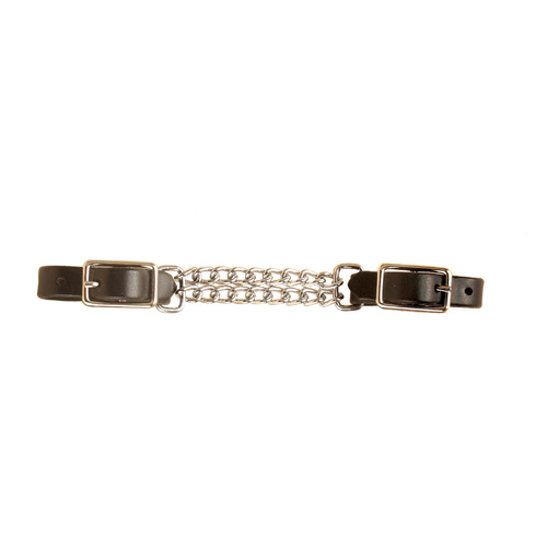 Curb Strap with Double Chain, Black