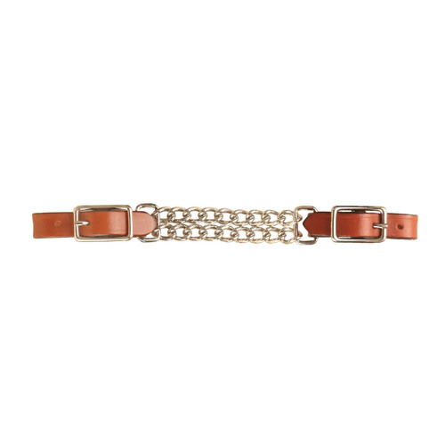 Curb Strap with Double Chain, Chestnut