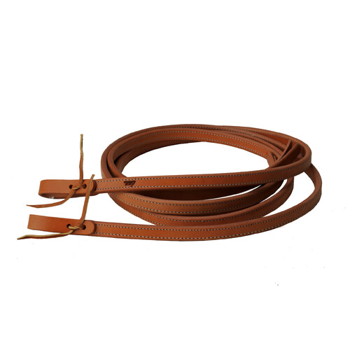 Split Reins Harness Leather Double Stitched with Popper 3/4" x 7'