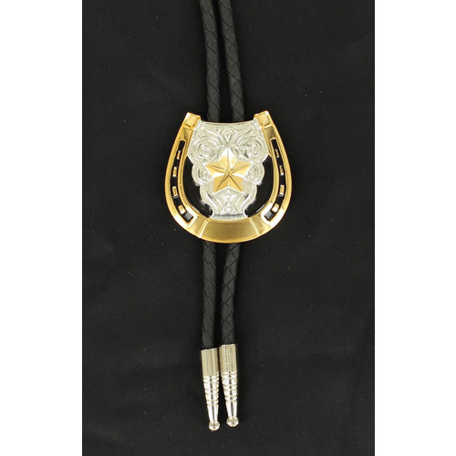 Bolo Tie Horseshoe with Gold Star
