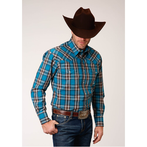 Mens Amarillo Turq Plaid Shirt [Size: S]