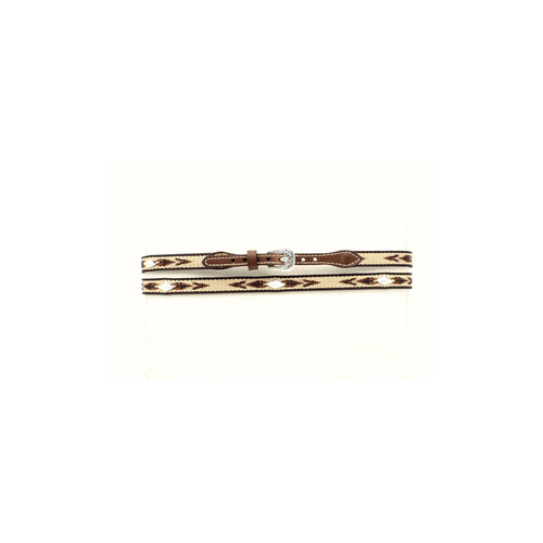 Embroidered Hatband with Diamond Conchos, Brown