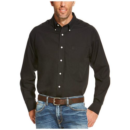 Ariat Mens Solid Black Wrinkle Free Shirt [Size: S] - main image