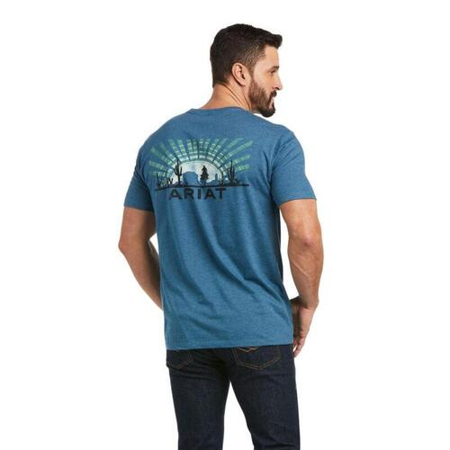 Mens Rising Sun T-Shirt, Steel Blue Heather [Size: L]