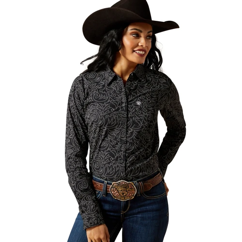 Ariat Womens Kirby Stretch Shirt, Black Boot Stitch [Size: S] - main image