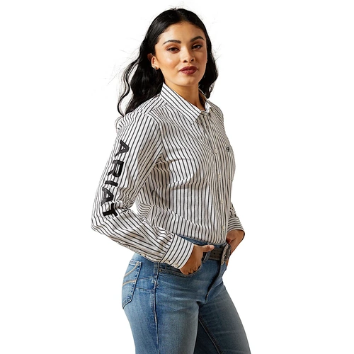 Ariat Womens Team Kirby Stretch Shirt, Black/White Triangle Stripe [Size: S] - main image