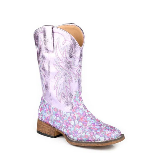 Roper Kids Glitter Bloom Boots, Purple [Size: 3] - main image