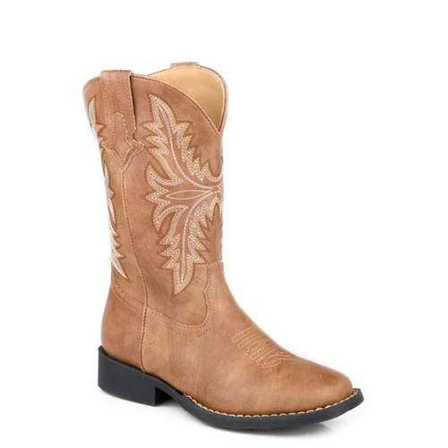 Roper Big Kids Luke Boots, Tan [Size: 6] - main image