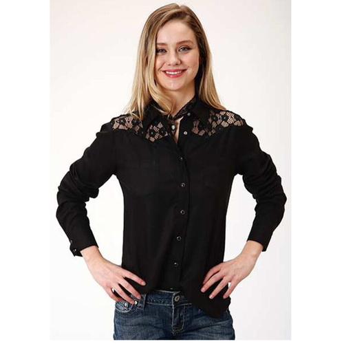 Womens Five Star Black Lace Shirt [Size: XS]