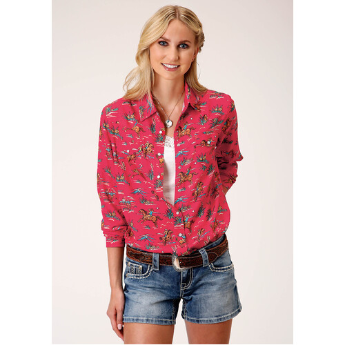 Womens Five Star Red Cowboy Shirt [Size: L]