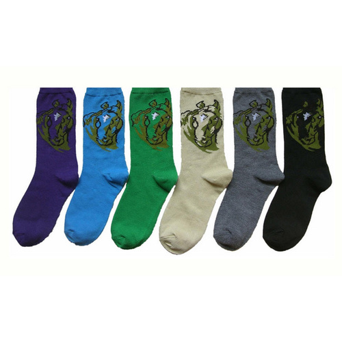 Horse Head Crew Socks [Colour: Green]