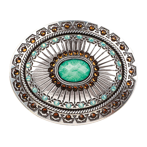 Tribal Stamp Turquoise & Crystal Buckle