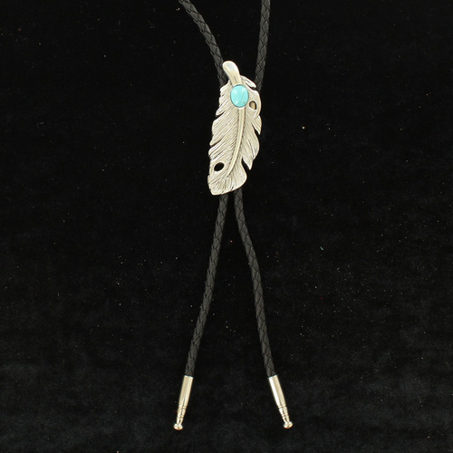 Bolo Tie, Feather with Stone