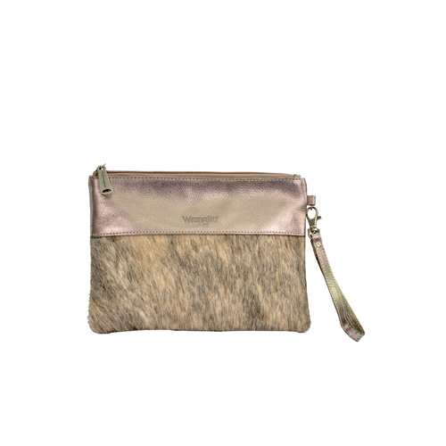 Womens Cowhide Clutch, Pewter