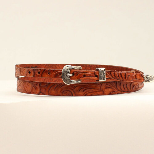 Tapered Floral Embossed Tan Hatband