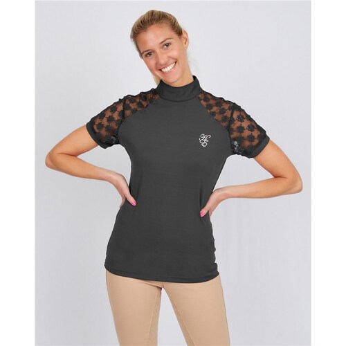Jasmine Lace Shirt, Charcoal [Size: 16]