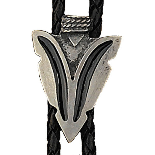 Brigalow Country Bolo Tie Arrowhead with Black Inserts - main image