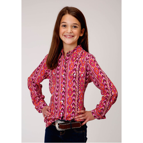 Girls Five Star Pink Aztec Shirt [Size: S]