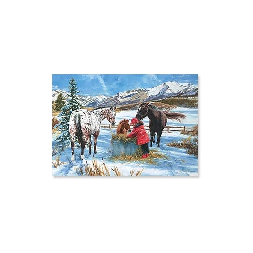 Christmas Card CB - Horses Sharing