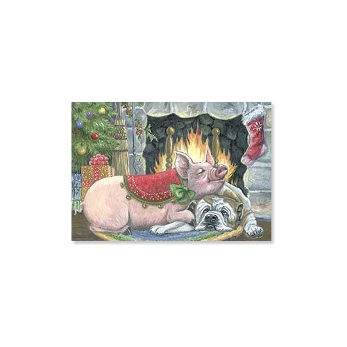 Christmas Card CB - Pig & Dog