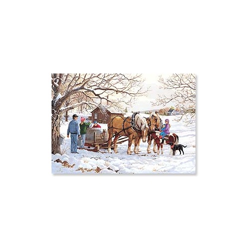 Christmas Card CB - horse drawn sled