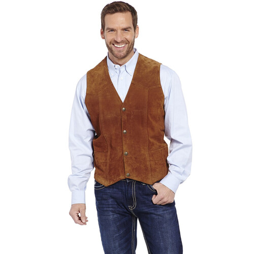 Suede Leather Vest, Cognac [Size: M]