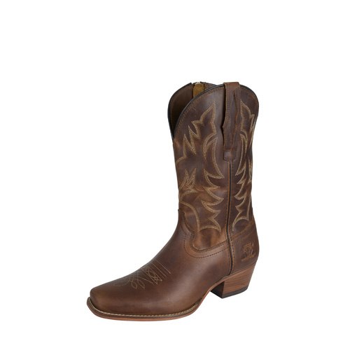 Pure Western Womens Pioneer Western Boot, Oily Brown [Size: 11] [Width: C] - main image